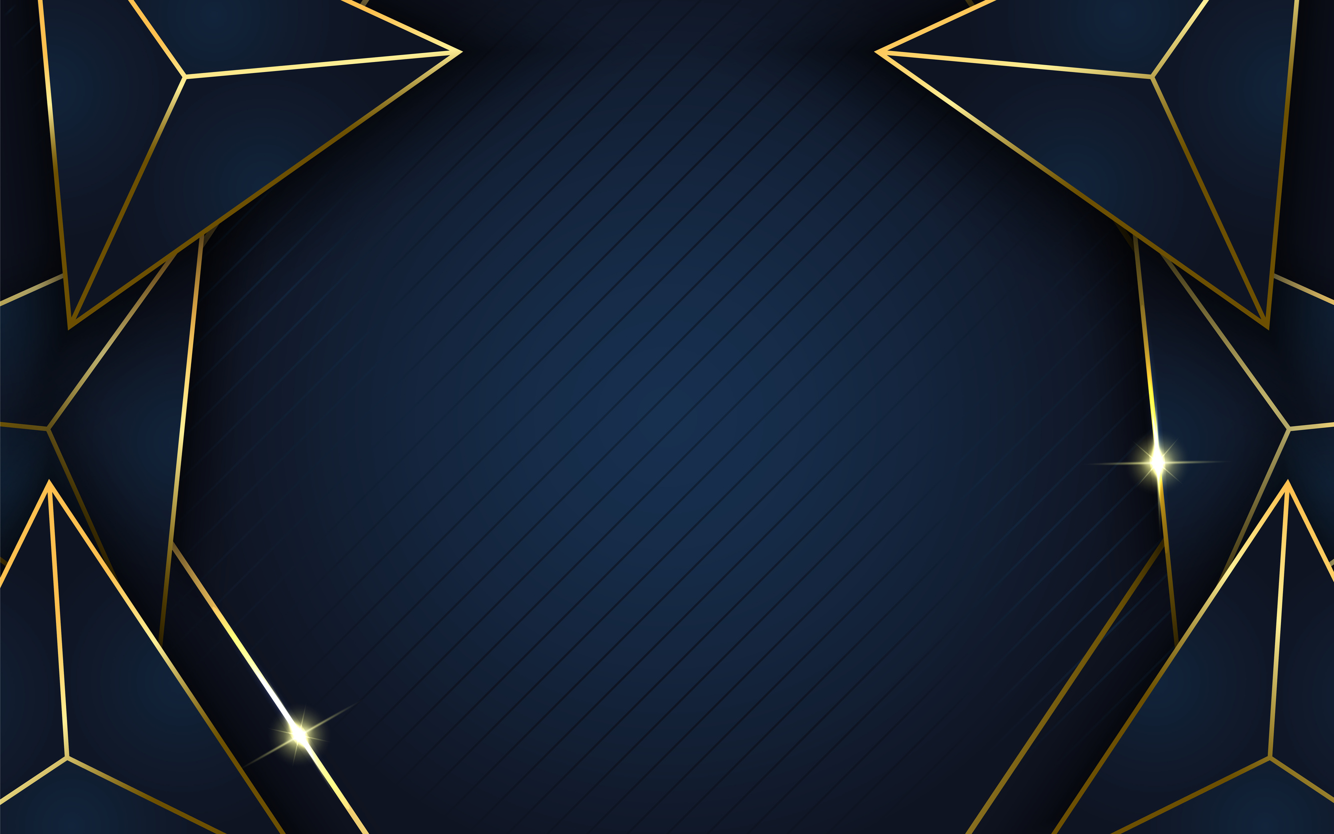 modern blue shape with gold line background